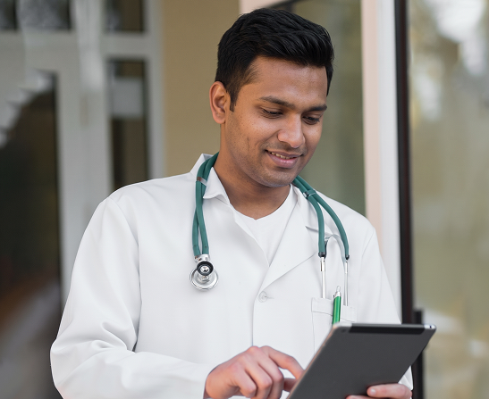Doctor using a tablet