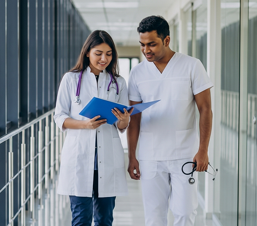 Healthcare and pharma teams at work
